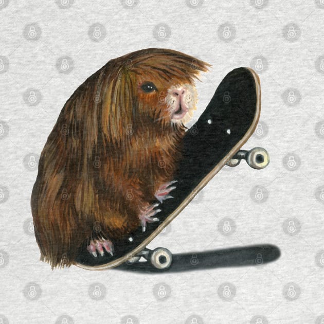 Skateboarding Guinea Pig by Tasmin Bassett Art